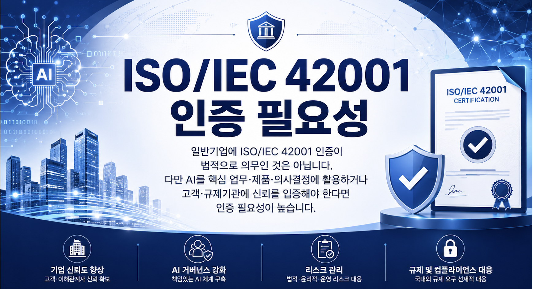 ISO/IEC 42001 인공지능 경영시스템 인반기업 인증 필요성